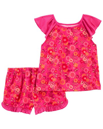 Kid 2-Piece Floral Loose Fit PJs