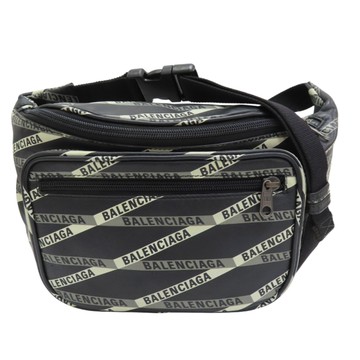 BALENCIAGA 巴黎世家 黑色 PVC塗層帆布 腰包 【二手名牌BRAND OFF】