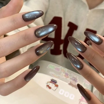 💗秋冬新品💗秋冬新款顯白高階感棕藍貓眼美甲穿戴甲清冷感小眾顯白貓眼美甲貼