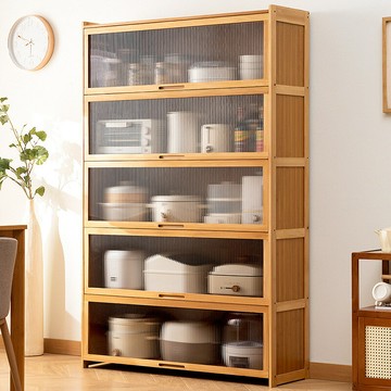 廚房置物架子落地多功能多層收納架微波爐櫥櫃碗碟家用儲物餐邊櫃