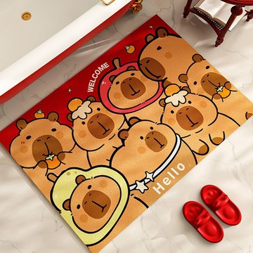 🔥台灣現貨 卡皮巴拉廁所地墊 吸水衛生間地毯 浴室防滑腳墊 洗手檯硅藻泥速幹墊 地墊 水豚墊 衛生間防滑墊 厠所速幹墊