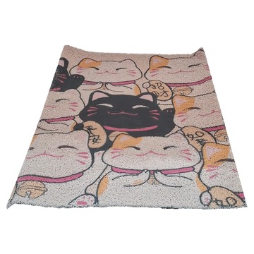 北歐風刮沙絲圈地墊 塑膠PVC材質  招財貓  1個  60 x 120cm