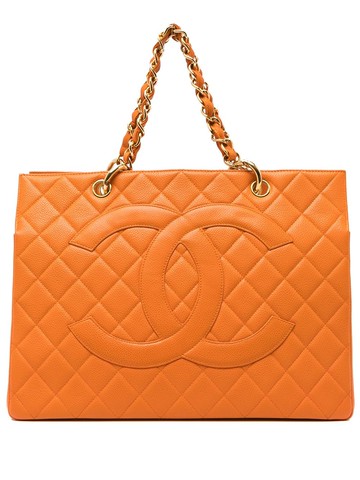 CHANEL Pre-Owned - 1997 diamond-quilted CC handbag - women - Caviar Leather - One Size - Orange