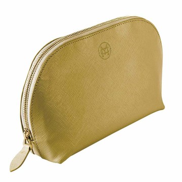 真皮化妝包 (大) 芥末黃