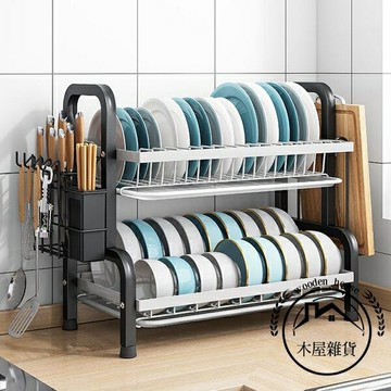 廚房置物架碗碟碗盤收納架瀝水架家用多功能放碗架碗筷收納盒碗柜【木屋雜貨】