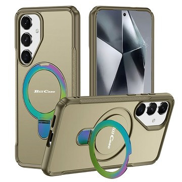 Bill Case 戰神鎧甲 三星 Galaxy S24 多功磁吸指環支架高規保護殼-極光卡其