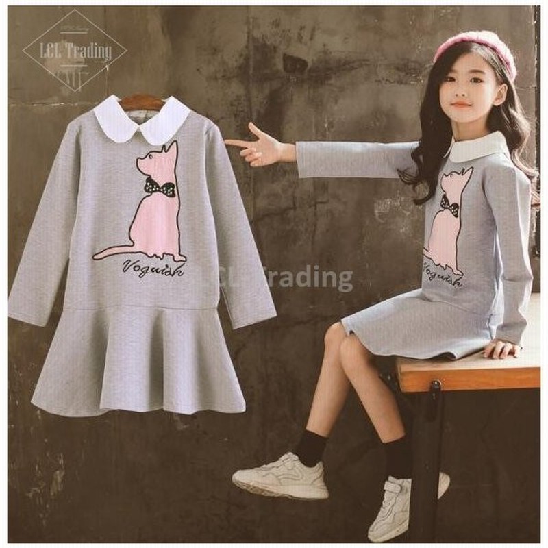 子供服 女の子 猫柄 ワンピース 長袖 ロッグパーカーワンピース スカートキッズ 可愛い おしゃれ 春秋 通販 Lineポイント最大0 5 Get Lineショッピング