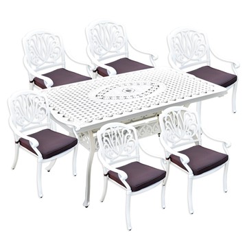 LOGIS-韻藏(白)鑄鋁庭園1桌6椅 休閒桌椅 (CUT-WS6)