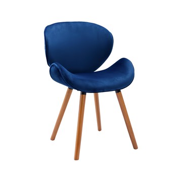 E-home 維格流線絨布實木腳休閒餐椅 TFC132A-BL 54 x 53 x 82cm 7kg  藍色  1個