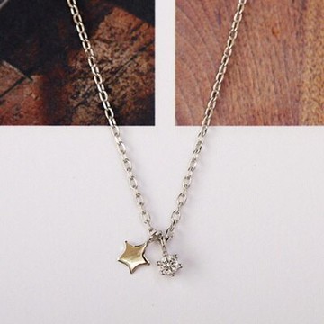 925純銀項鍊 鑲鑽吊墜-日韓時尚精美小星星生日情人節禮物女飾品73gy3【獨家進口】【米蘭精品】