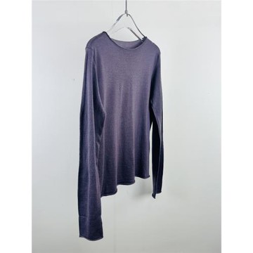 CHIC極簡紫色的夢純羊毛親膚柔軟舒適顯瘦卷邊圓領長袖針織打底衫