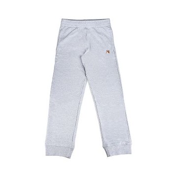 MAISON KITSUNE 黑字標籤LOGO純棉鬆緊拉繩運動長褲(男款/淺灰)