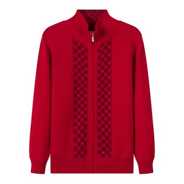 中老年羊絨衫女媽媽拉鏈開衫保暖毛衣外套秋冬新款產自內蒙古