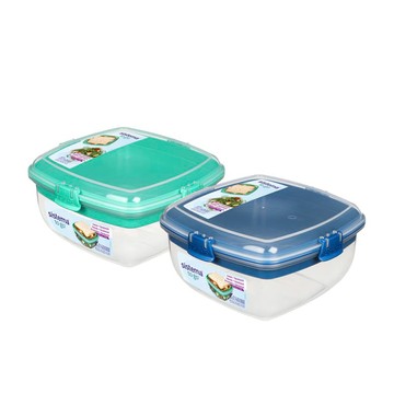 TOGO 隨行保鮮盒方形分層1.63L - 綠/藍 藍