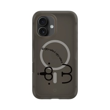 iPhone 16 AirX 本質黑 - Ugly Rabbit 醜白兔 - 表情經典款