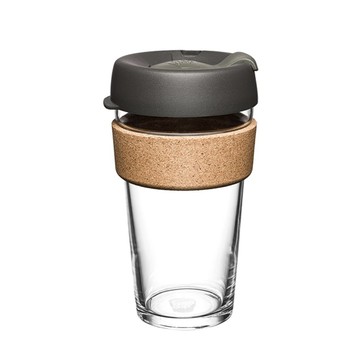 澳洲 KeepCup 軟木隨行杯 L (鎧甲銀) 454ml 隨身咖啡杯 環保杯 玻璃杯 隔熱杯