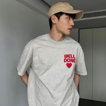 WE11DONE TRACK小眾設計感潮牌美式夏季寬松男士灰色半袖短袖T恤