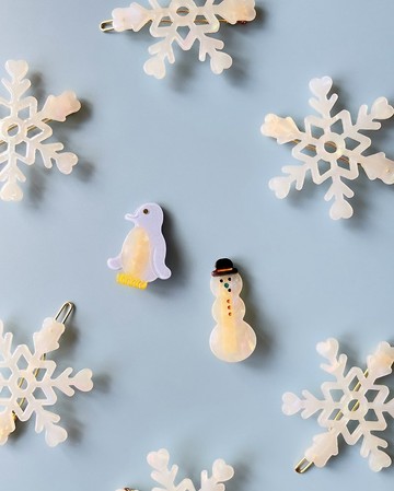 冬季系列 雪花片 禮帽雪人 小企鵝 鴨嘴夾 髮夾