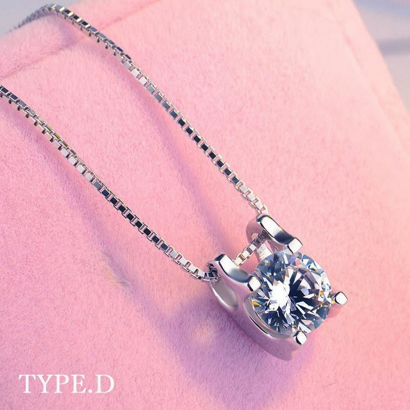ネックレス レディース 大粒1.25ct 一粒 リング 立方体 キューブ