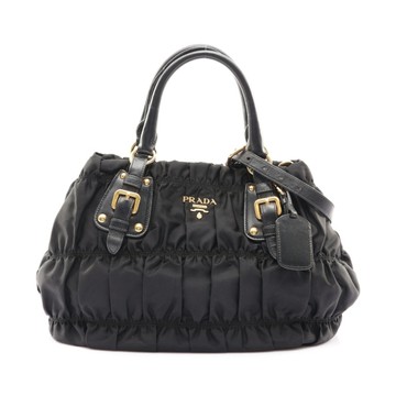 PRADA 普拉達 Gaufre 兩用包 黑色 尼龍 BN1407 【二手名牌BRAND OFF】