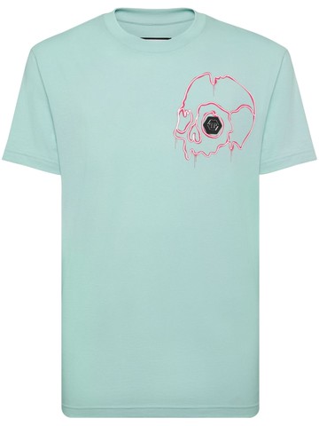 Philipp Plein - Dripping Skull cotton T-shirt - men - Cotton - L - Blue