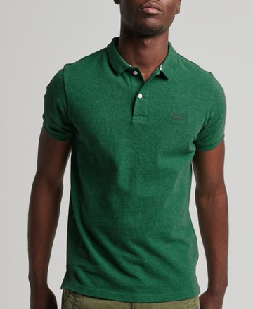 Superdry Men's Men's Organic Cotton Essential Classic Pique Polo Shirt Green / Field Green Marl - Size: L