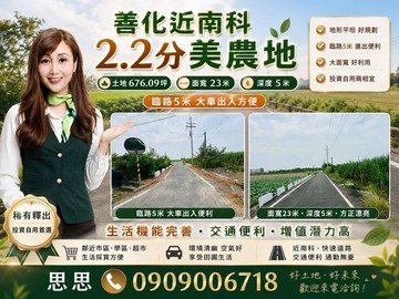 善化近南科2.2分美農地~您出價我來談｜台南市善化區茄拔段一小段
