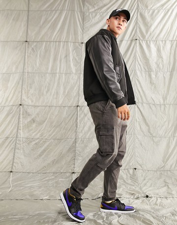 ASOS DESIGN tapered cargo trousers in dark brown with 3D pockets