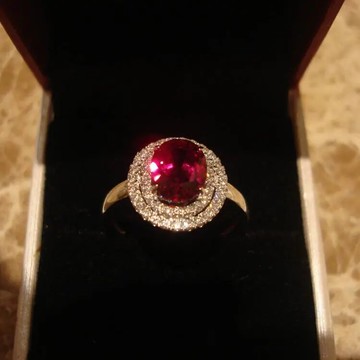 s925純銀鑲嵌紅寶石戒指圓形大顆鴿蛋精工鑲鉆精致氣質大蛋面款式