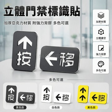 台灣出貨✨ 立體門牌指示貼 手壓開關面板貼 自動門推拉箭頭標識 辦公室衛生間門牌 4x2.5cm 6.2x4cm