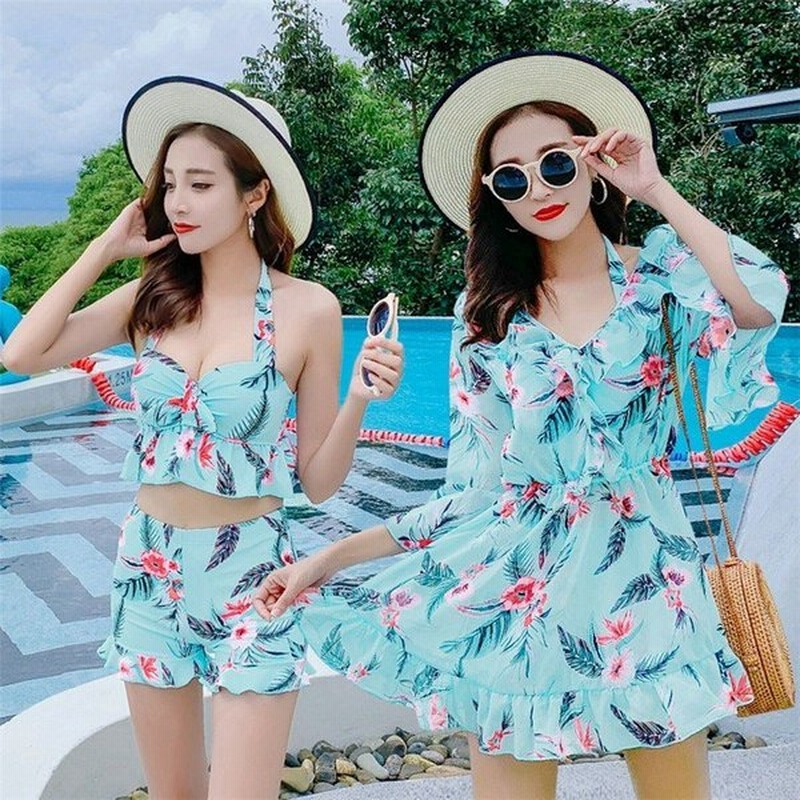 ビキニ水着レディース 夏 ビキニ3点セット水着 体型カバー 韓国風 葉柄 花柄 葉柄 小胸バンドゥビキニ セパレート 40代 可愛い スイムウェア 温泉 ママ水着 通販 Lineポイント最大0 5 Get Lineショッピング