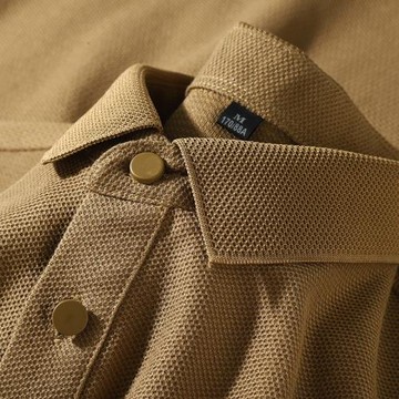 夏天有它就夠了！夏季冰涼透氣珠地棉翻領polo衫 棕色冰絲棉t恤男