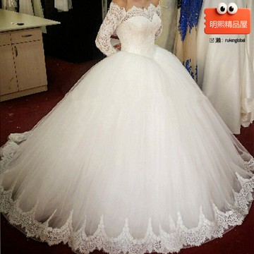 【春季新款】新娘婚紗 長袖婚紗 拖尾婚紗 蕾絲婚紗 修身顯瘦 優雅氣質 教堂婚禮 儀式主紗