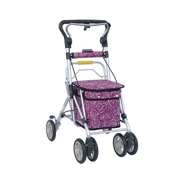 【海夫健康生活館】YL 五段高度調整 煞車 摺疊 步行輔助車 紫底漩渦(NO.335-86)