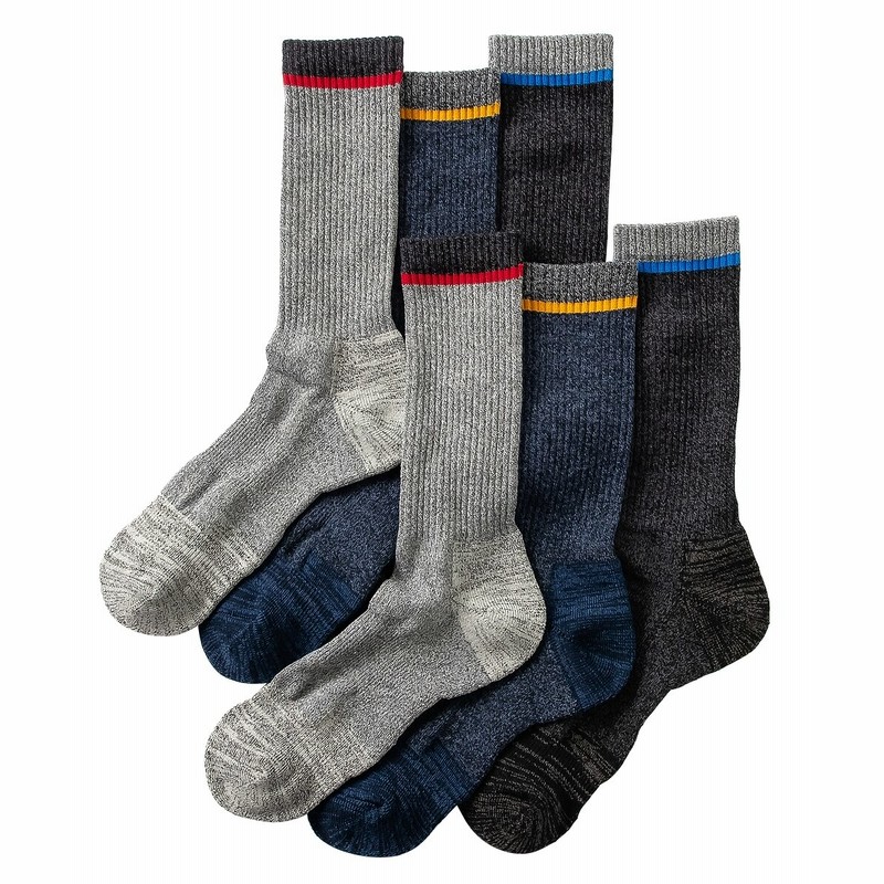 ワーク アウトドアにおすすめ 丈夫な底パイルワーククルーソックス６足組 メンズ靴下 Men S Socks 通販 Lineポイント最大get Lineショッピング