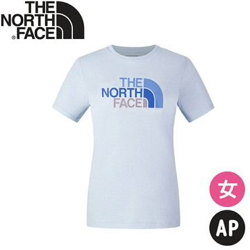 【The North Face 女 圓領短袖棉T AP《灰紫》】8DC9/登山/排汗/透氣/短袖T