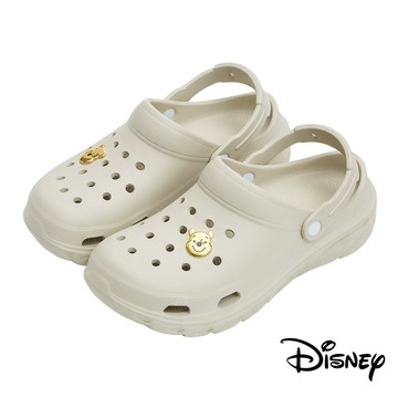 【迪士尼親子鞋】立體金屬造型飾釦厚底洞洞鞋-小熊維尼(奶油白)