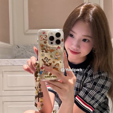 由里公園ins趣味可愛卡通動漫掛鏈15適用16pro蘋果16ProMax手機殼iPhone16全包12新款14Promax防摔保護套13女