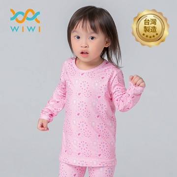 【WIWI】閃亮愛心溫灸刷毛圓領發熱衣(戀愛粉 童70-90)