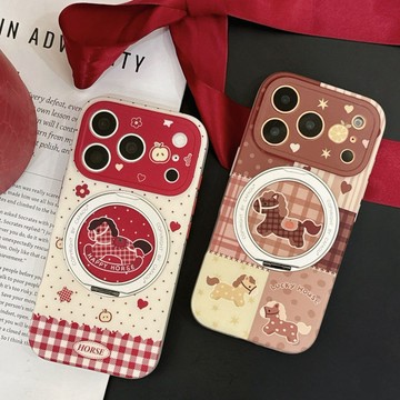 360度旋轉磁吸無線充支架手機殼 拼接小馬 適用蘋果 iPhone 17 16 15 ProMax手機殼 防摔殼 保護套