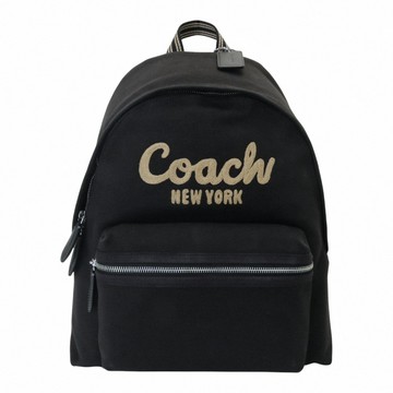 COACH- CARGO 繡線字母LOGO 帆布後背包(黑)