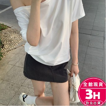 【梨卡】【現貨馬上出貨】【隔日到貨】女裝 上衣 短袖 斜領短袖 露肩短袖 百搭上衣 舒適風 夏季上衣 寬鬆上衣 GA919【現貨24H】