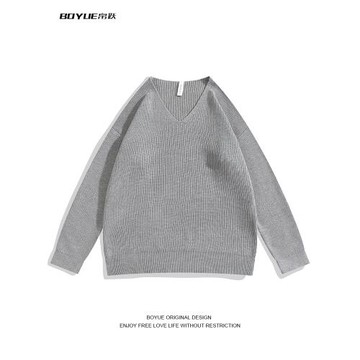 BOYUE帛躍V領純色毛衣秋冬韓版鹽系輕熟風oversize高級感男女線衣