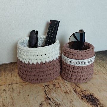 客廳用的兩個籃子套裝。儲物籃套裝。棉籃鉤編