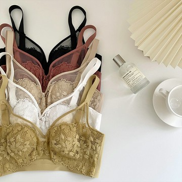 法式性感三角杯內衣女士無鋼圈聚攏上托收副乳零束縛無痕文胸胸罩
