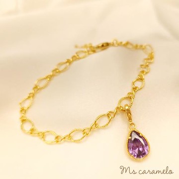 【焦糖小姐 Ms caramelo】紫色 水滴鋯石手鍊