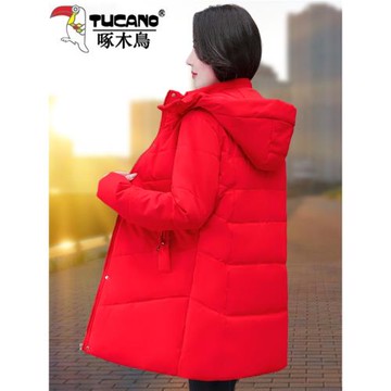 啄木鳥中長款羽絨棉服棉衣女士2023年新款爆款秋冬季棉襖媽媽外套