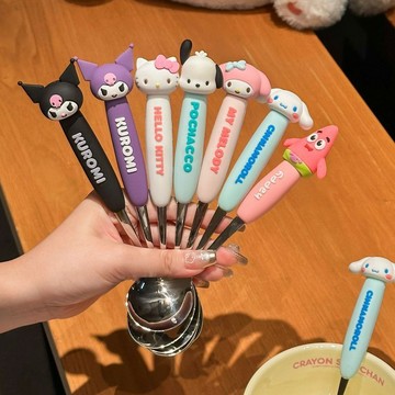 庫洛米餐具🎀 卡通不銹鋼勺勺叉套裝 兒童湯匙 兒童餐具 可愛湯匙 可愛餐具 大耳狗餐具 kitty餐具 美樂蒂餐具 湯勺