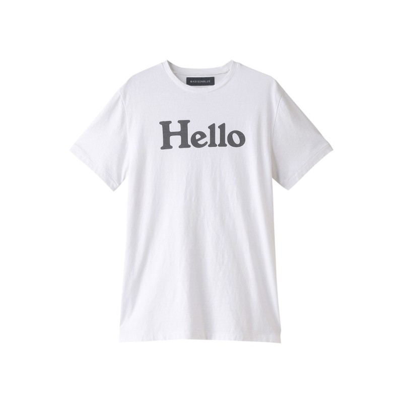 海外限定 MADISONBLUE HELLOクルーネックコットンTシャツ tdh