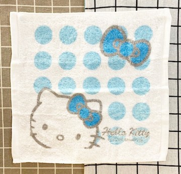【震撼精品百貨】Hello Kitty 凱蒂貓~日本三麗鷗 KITTY中毛巾/方巾-蝴蝶結藍#05873
